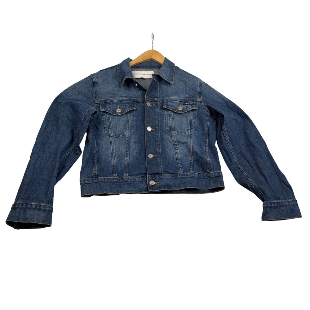 Calvin Klein Jeans Medium Wash Denim Trucker Jacket Blue Size M Stretch